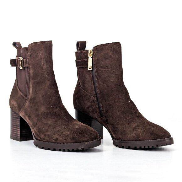 Blondo Women Tamara Waterproof Brown Suede Zip Heel Ankle Boots sz 8 - Picture 1 of 7